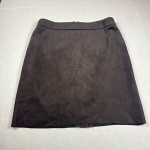 T Tahari Faux Suede Pencil Skirt Brown Corpcore Workwear Classic Back Zip M